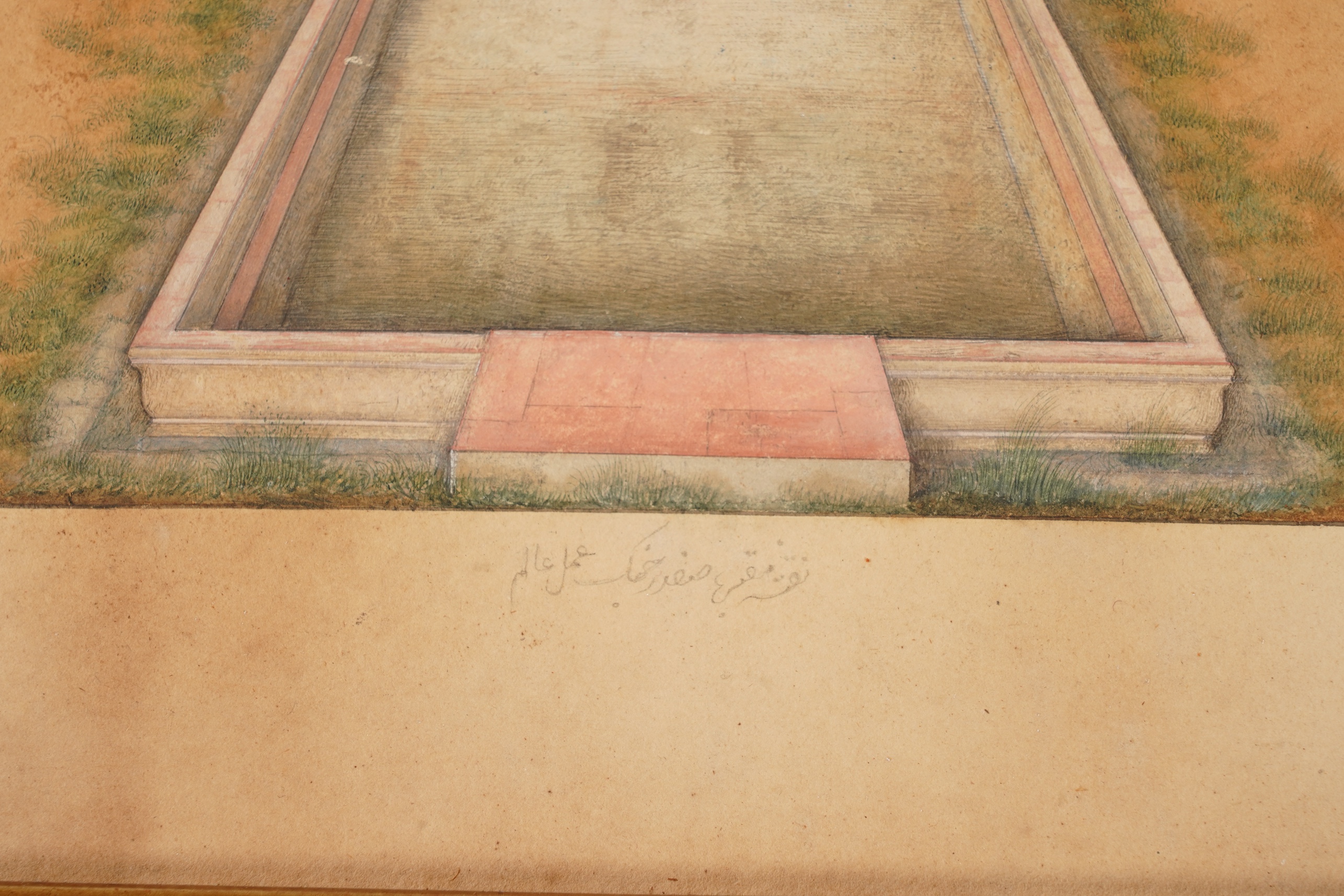 Indian School , (first half 19th century), Safdarjang's tomb, New Dehli, Gouache miniature painting, image 28cm x 56.2cm, staining